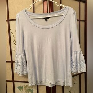 Banana Republic - light blue PETITE EYELET FLUTED-SLEEVE TOP